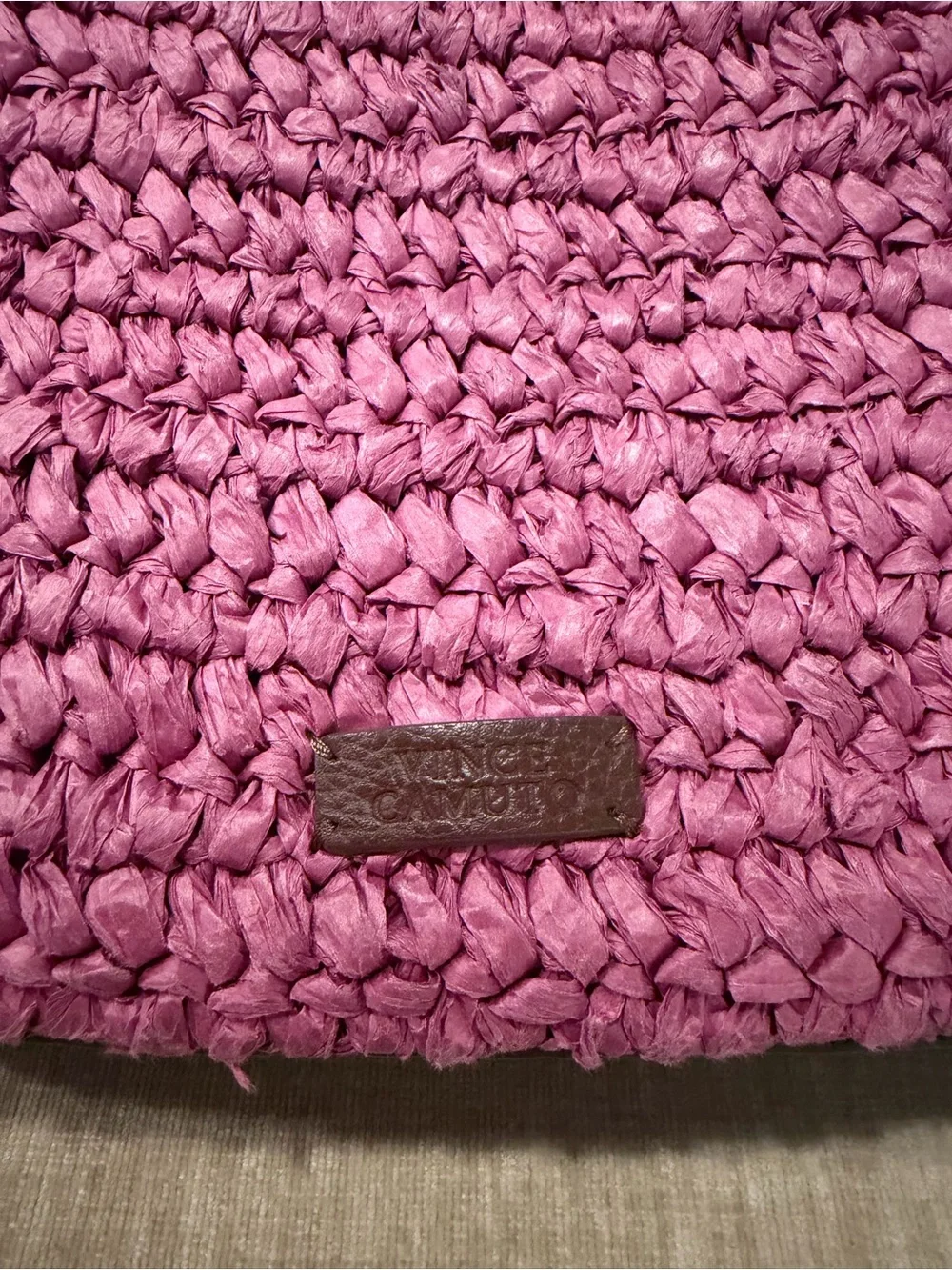 Vince Camuto Livee Raffia Large Crossbody Bag – Sandalwood/Rose Pink & Brown